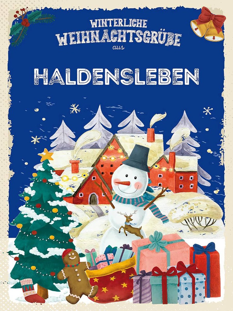 Holzschild 40x30 cm Weihnachtsgrüße HALDENSLEBEN