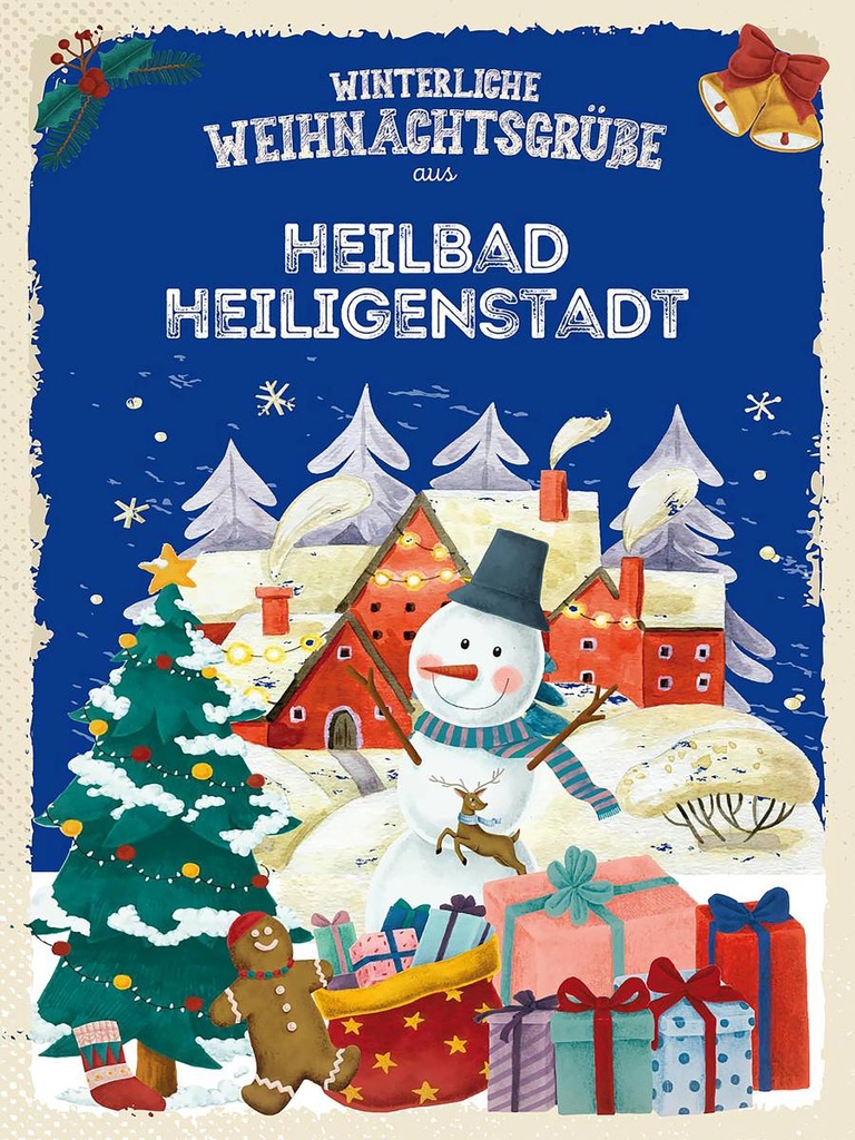 Holzschild 40x30 cm Weihnachtsgrüße HEILBAD HEILIGENSTADT