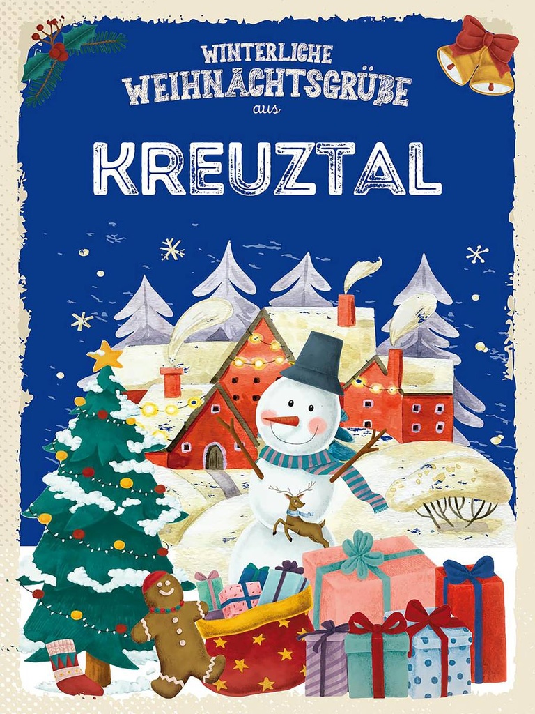 Holzschild 40x30 cm Weihnachtsgrüße KREUZTAL