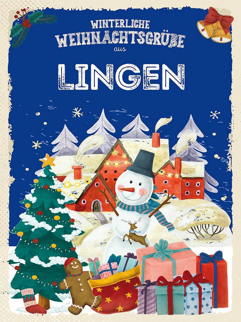 Holzschild 40x30 cm Weihnachtsgrüße aus LINGEN