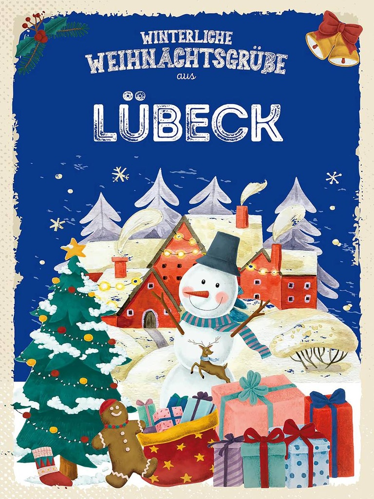 Holzschild 40x30 cm Weihnachtsgrüße aus LÜBECK