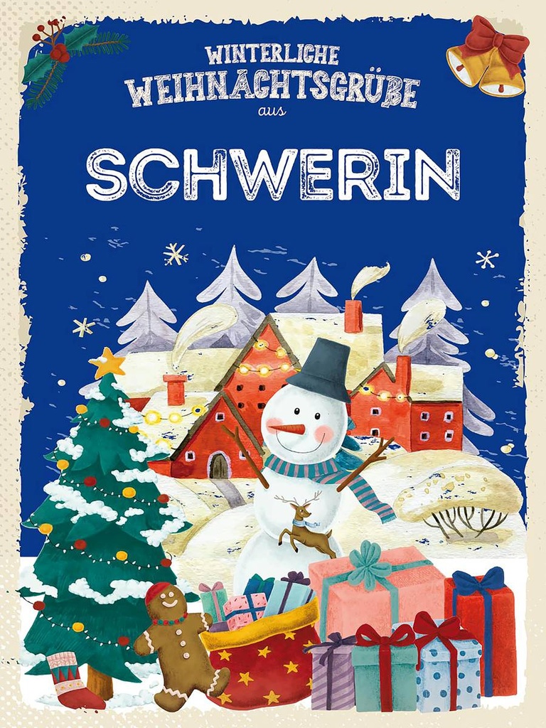 Holzschild 40x30 cm Weihnachtsgrüße SCHWERIN
