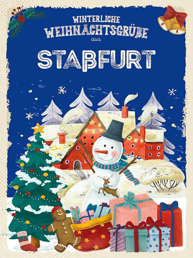 Holzschild 40x30 cm Weihnachtsgrüße STAßFURT