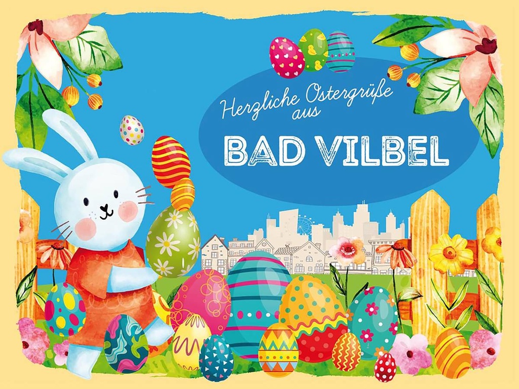 Holzschild 30x40 cm Ostern Ostergrüße BAD VILBEL