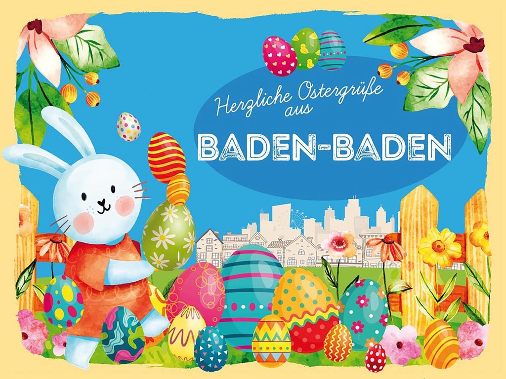 Holzschild 30x40 cm Ostern Ostergrüße BADEN-BADEN
