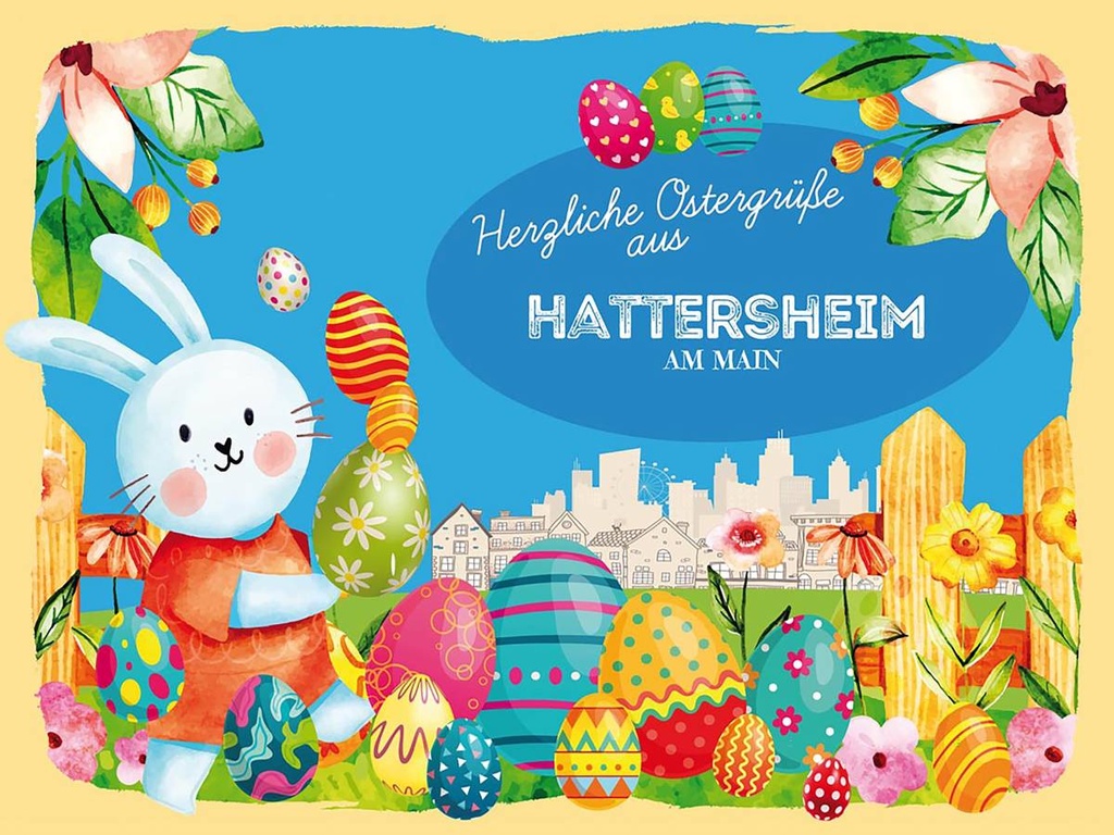 Holzschild 30x40 cm Ostern Ostergrüße HATTERSHEIM AM MAIN