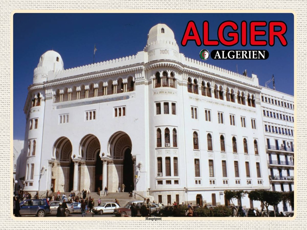 Holzschild 30x40 cm Algier Algerien Hauptpost Bildmotiv Reisemotiv Abenteuer Reisen