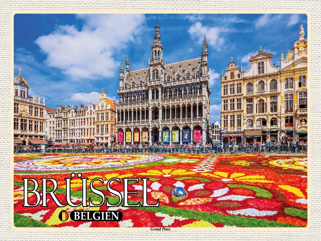 Holzschild 30x40 cm Brüssel Belgien Grand Place Bildmotiv Reisemotiv Abenteuer Reisen