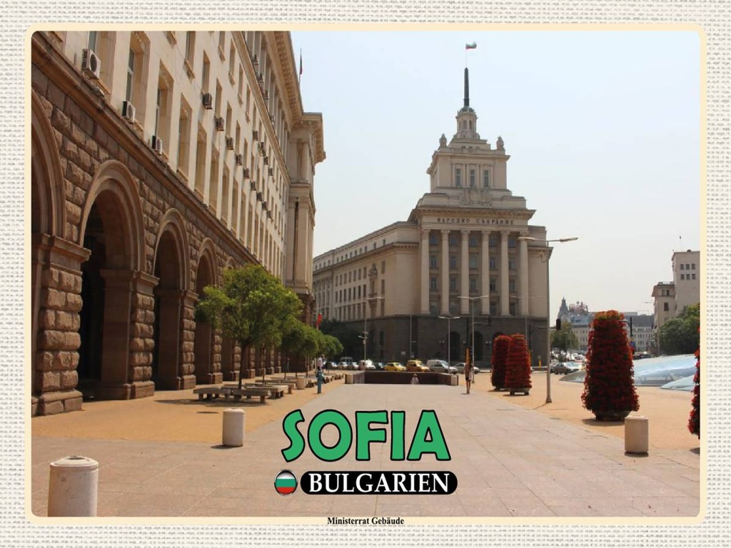 Holzschild 30x40 cm Sofia Bulgarien Ministerrat Gebäude Bildmotiv Reisemotiv Abenteuer Reisen