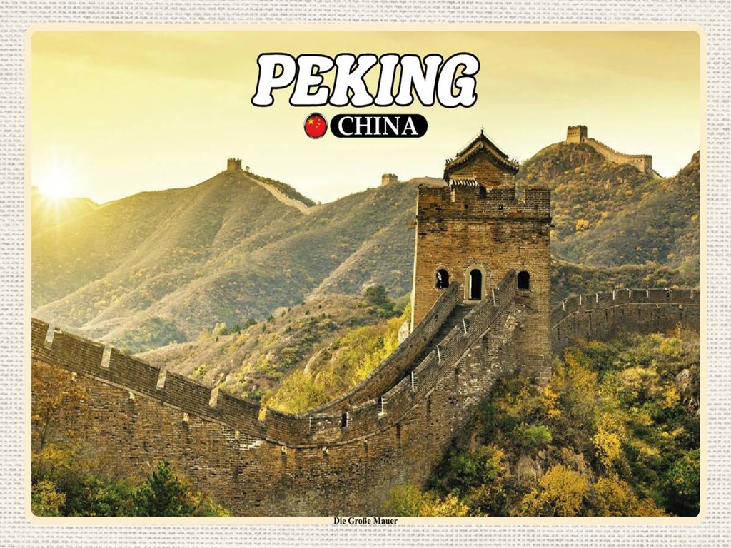 Holzschild 30x40 cm Peking China Die Große Mauer Bildmotiv Reisemotiv Abenteuer Reisen