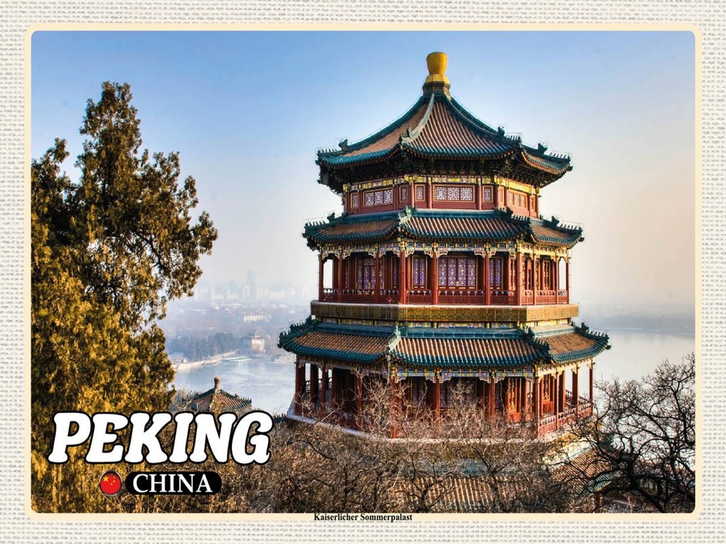 Holzschild 30x40 cm Peking China Kaiserlicher Sommerpalast
