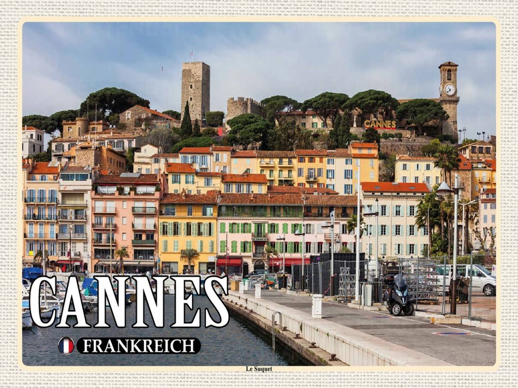 Holzschild 30x40 cm Cannes Frankreich Le Suquet Stadtviertel