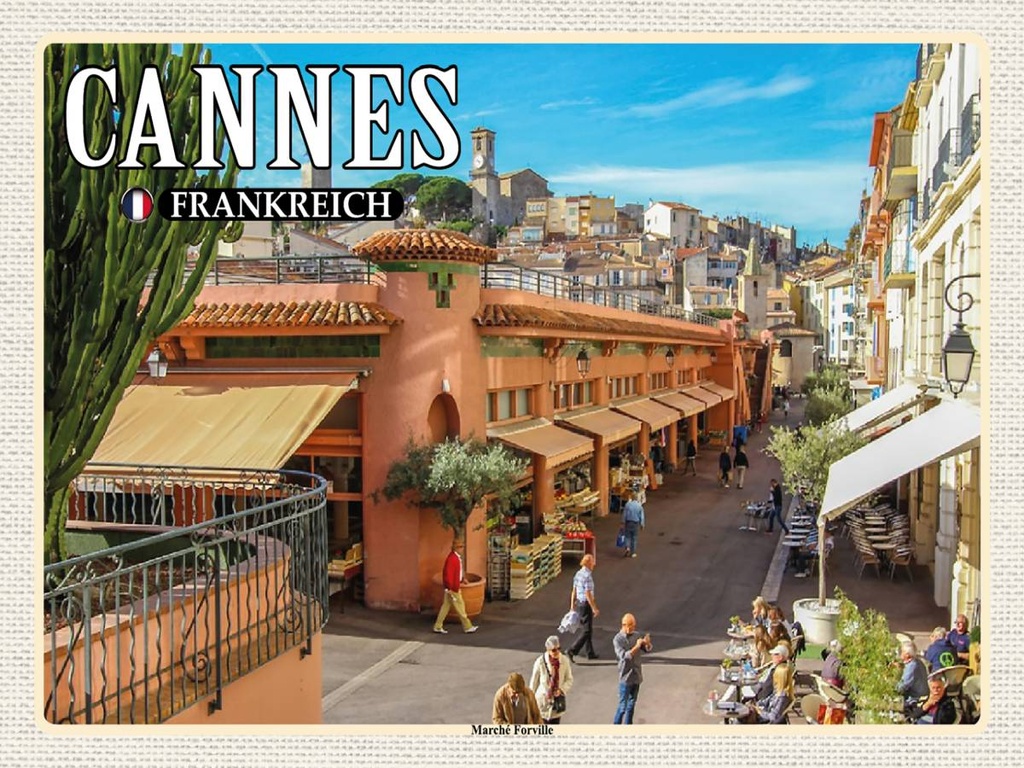Holzschild 30x40 cm Cannes Frankreich Marché Forville