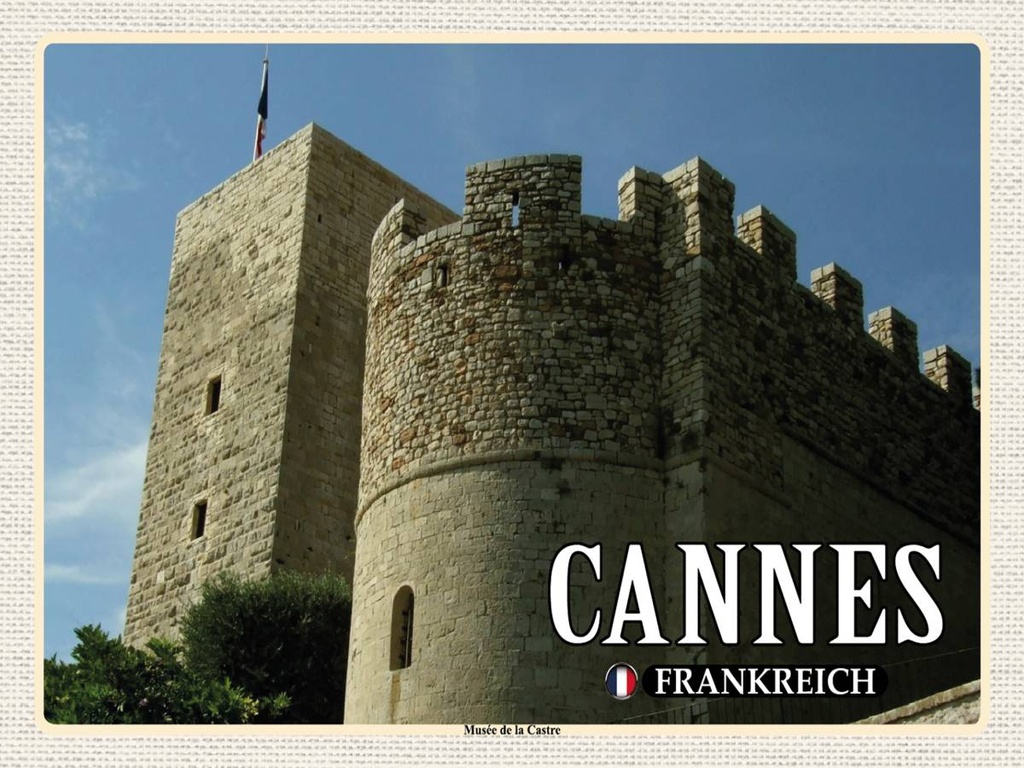 Holzschild 30x40 cm Cannes Frankreich Musée Castre