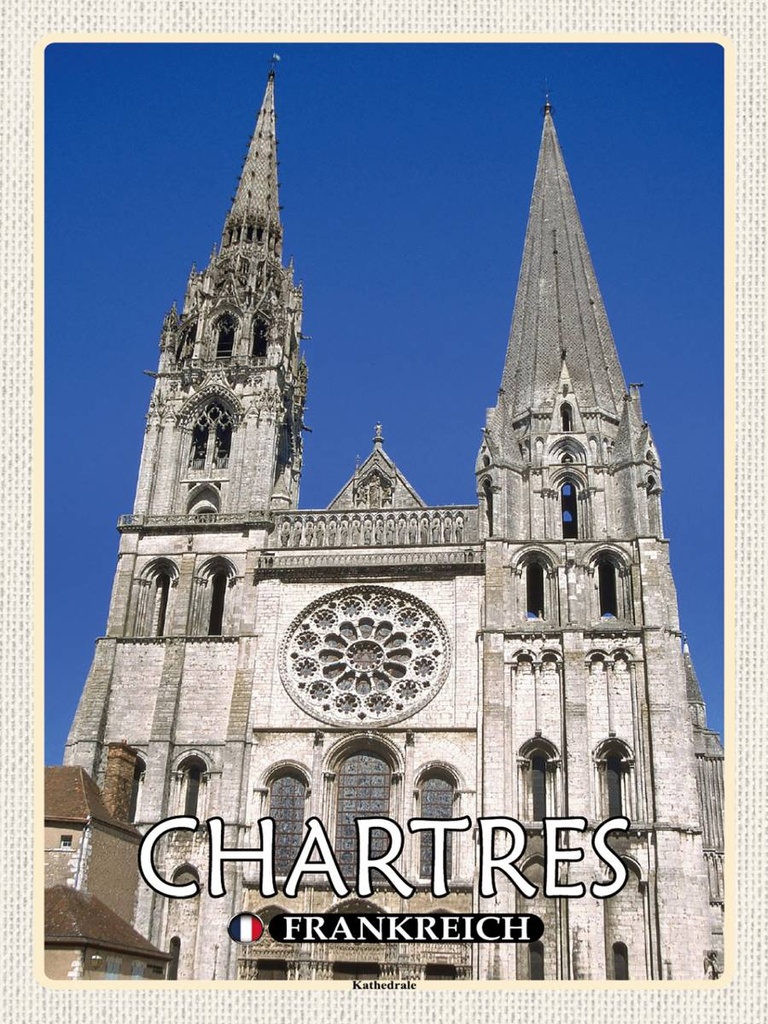 Holzschild 40x30 cm Chartres Frankreich Kathedrale