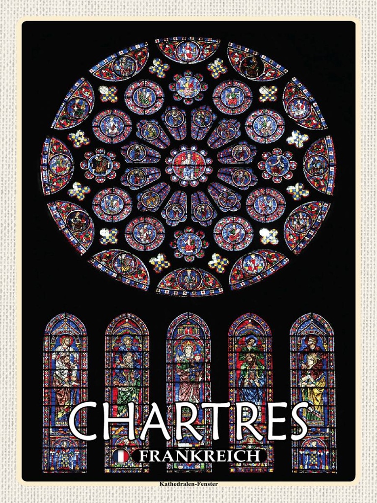 Holzschild 40x30 cm Chartres Frankreich Kathedrale