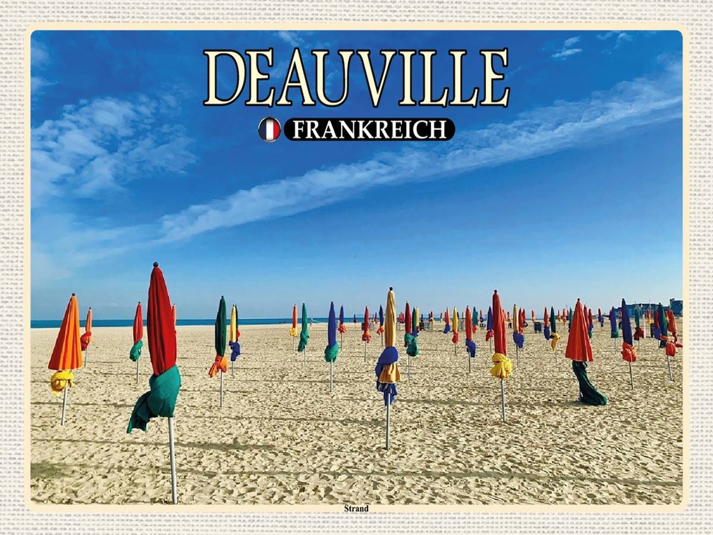 Holzschild 30x40 cm Deauville Frankreich Strand Meer Urlaub
