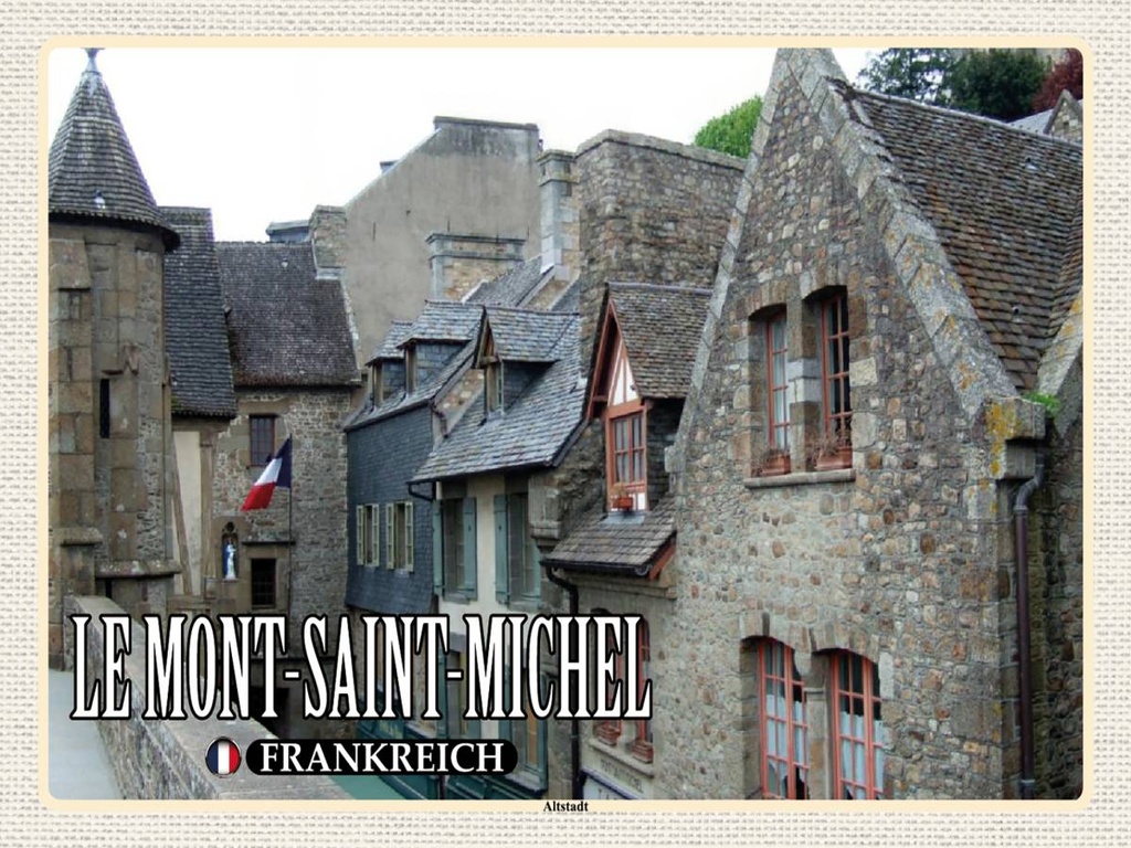 Holzschild 30x40 cm Le Mont-Saint-Michel Frankreich Altstadt