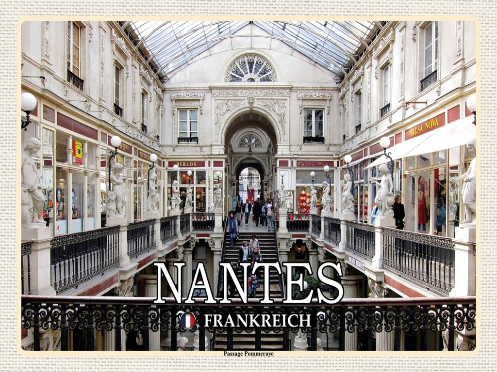 Holzschild 30x40 cm Nantes Frankreich Passage Pommeraye