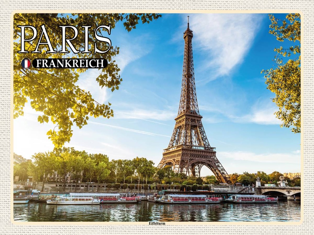 Holzschild 30x40 cm Paris Frankreich Eiffelturm