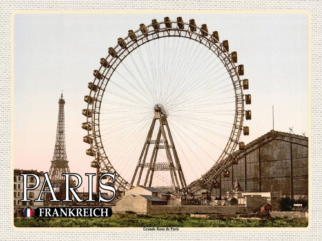 Holzschild 30x40 cm Paris Frankreich Grande Roue Riesenrad