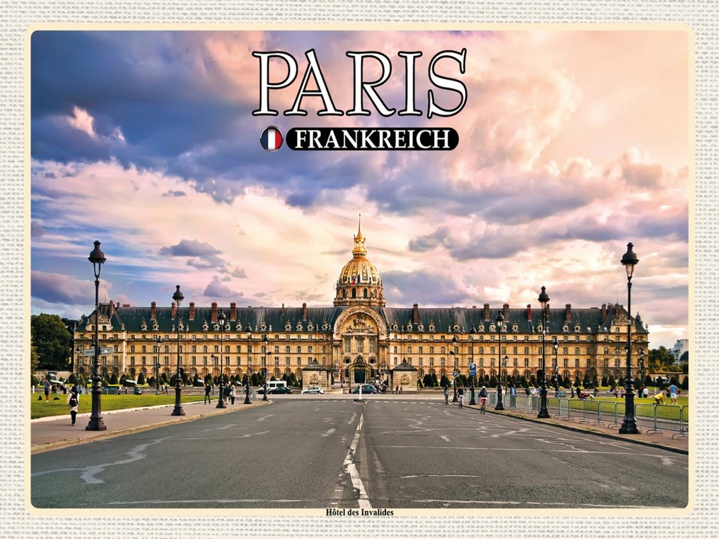 Holzschild 30x40 cm Paris Frankreich Hotel des Invalides