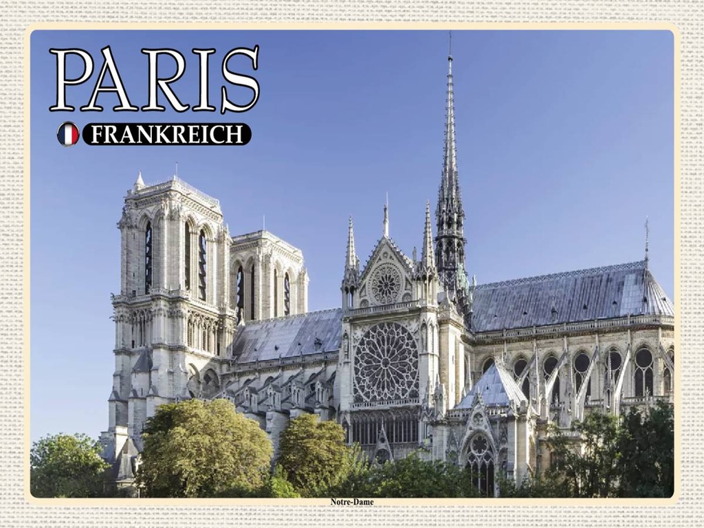 Holzschild 30x40 cm Paris Frankreich Notre-Dame Kathedrale
