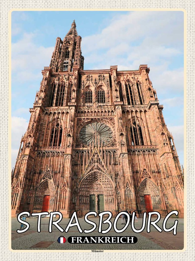 Holzschild 40x30 cm Strasbourg Frankreich Münster