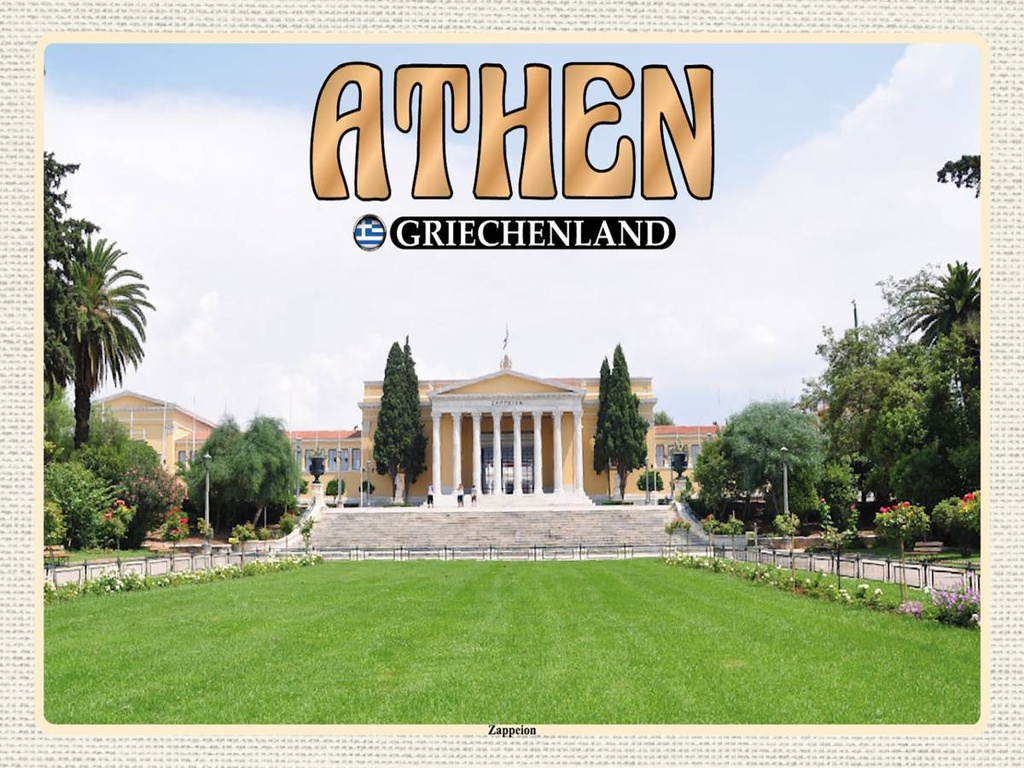 Holzschild 30x40 cm Athen Griechenland Zappeion Kongress Bildmotiv Reisemotiv Abenteuer Reisen
