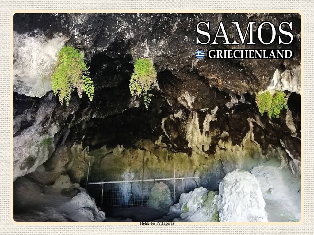 Holzschild 30x40 cm Samos Griechenland Höhle des Pythagoras Bildmotiv Reisemotiv Abenteuer Reisen