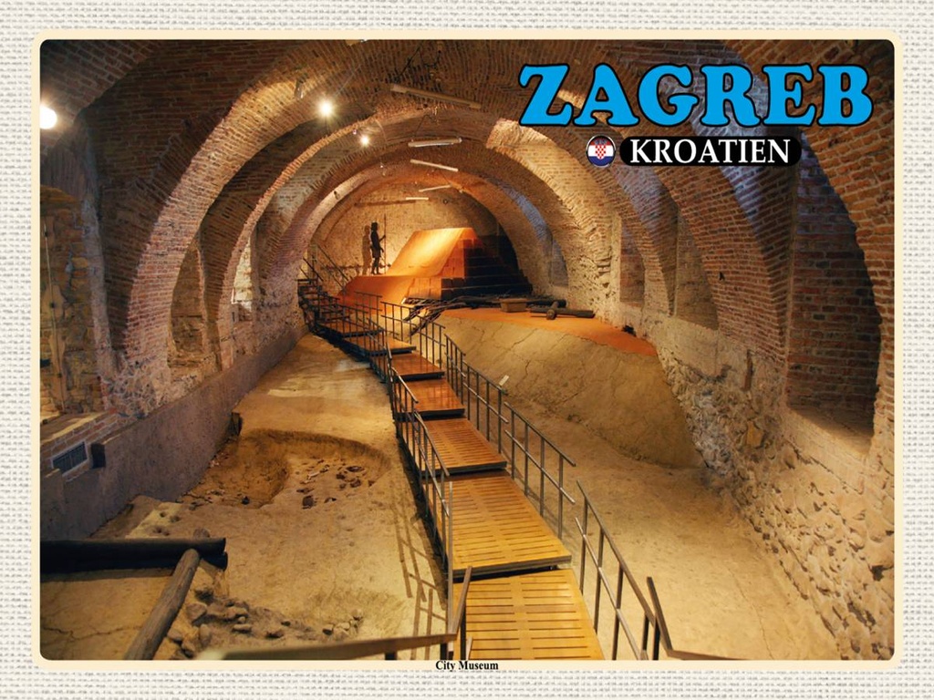 Holzschild 30x40 cm Zagreb Kroatien City Museum Bildmotiv Reisemotiv Abenteuer Reisen