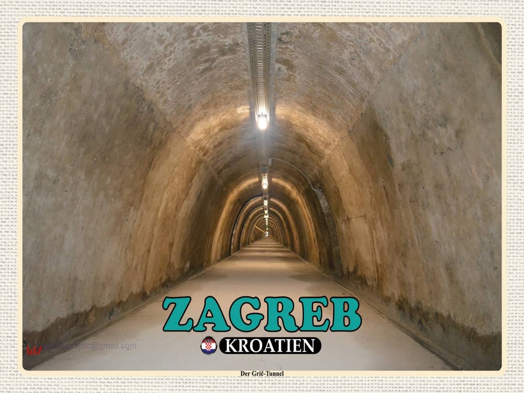 Holzschild 30x40 cm Zagreb Kroatien Der Gric-Tunnel Bildmotiv Reisemotiv Abenteuer Reisen