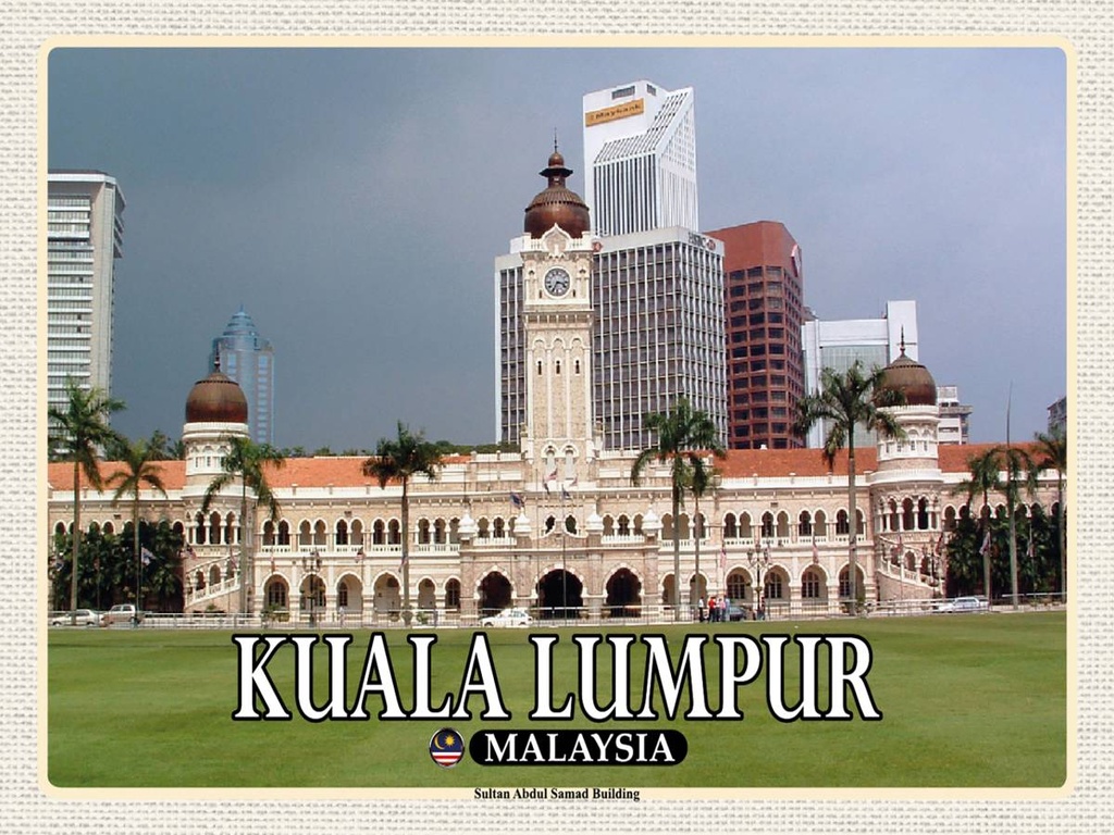 Holzschild 30x40 cm Kuala Lumpur Sultan Abdul Building Bildmotiv Reisemotiv Abenteuer Reisen