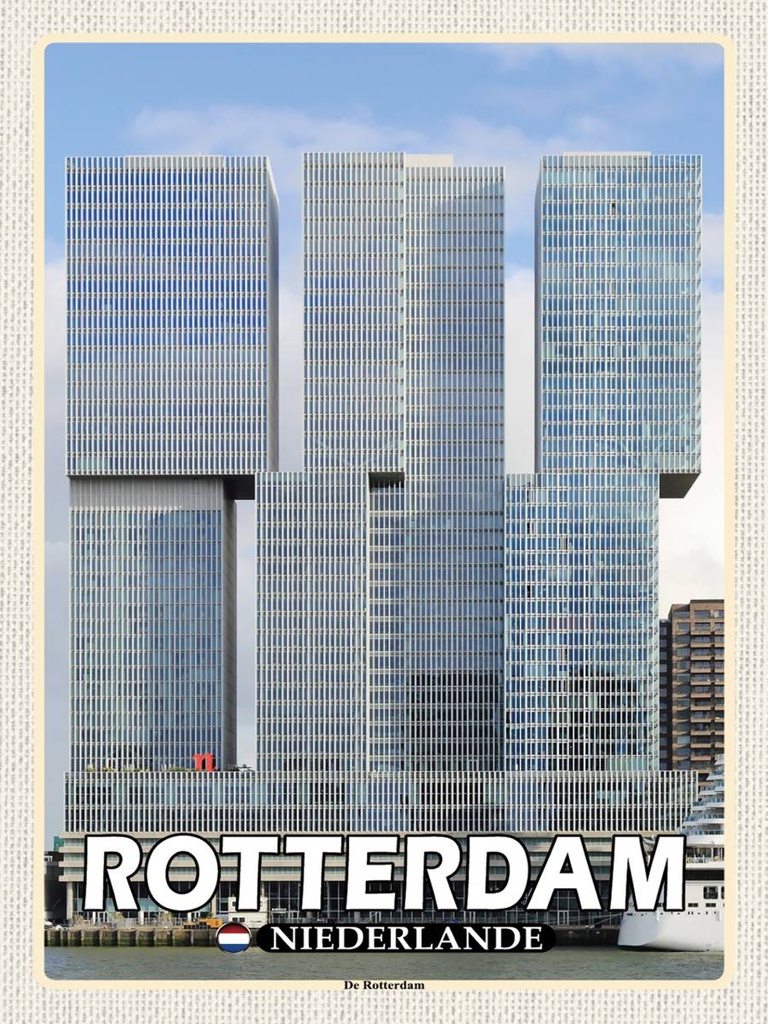 Holzschild 40x30 cm Rotterdam Niederlande De Bildmotiv Reisemotiv Abenteuer Reisen