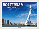 Holzschild 30x40 cm Rotterdam Niederlande Erasmus-Brücke Bildmotiv Reisemotiv Abenteuer Reisen