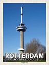 Holzschild 40x30 cm Rotterdam Niederlande Euromast Tower Bildmotiv Reisemotiv Abenteuer Reisen