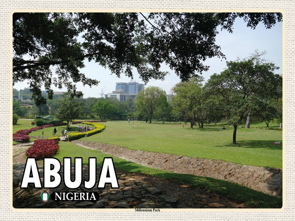 Holzschild 30x40 cm Abuja Nigeria Millenium Park Bildmotiv Reisemotiv Abenteuer Reisen