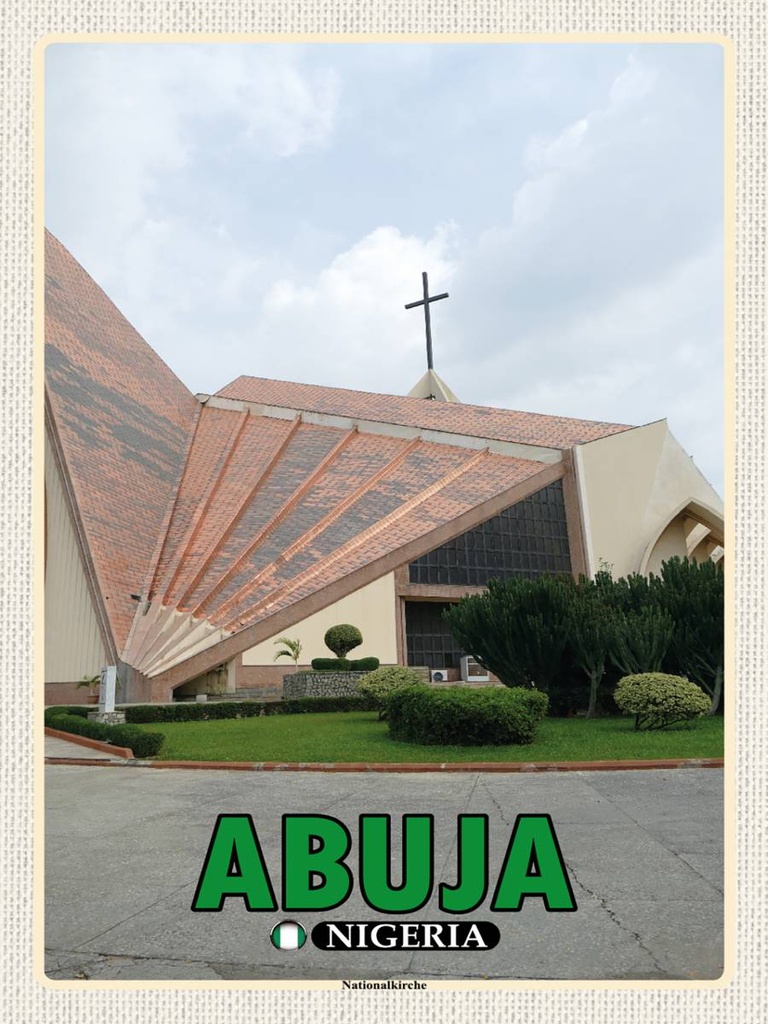 Holzschild 40x30 cm Abuja Nigeria Nationalkirche Bildmotiv Reisemotiv Abenteuer Reisen