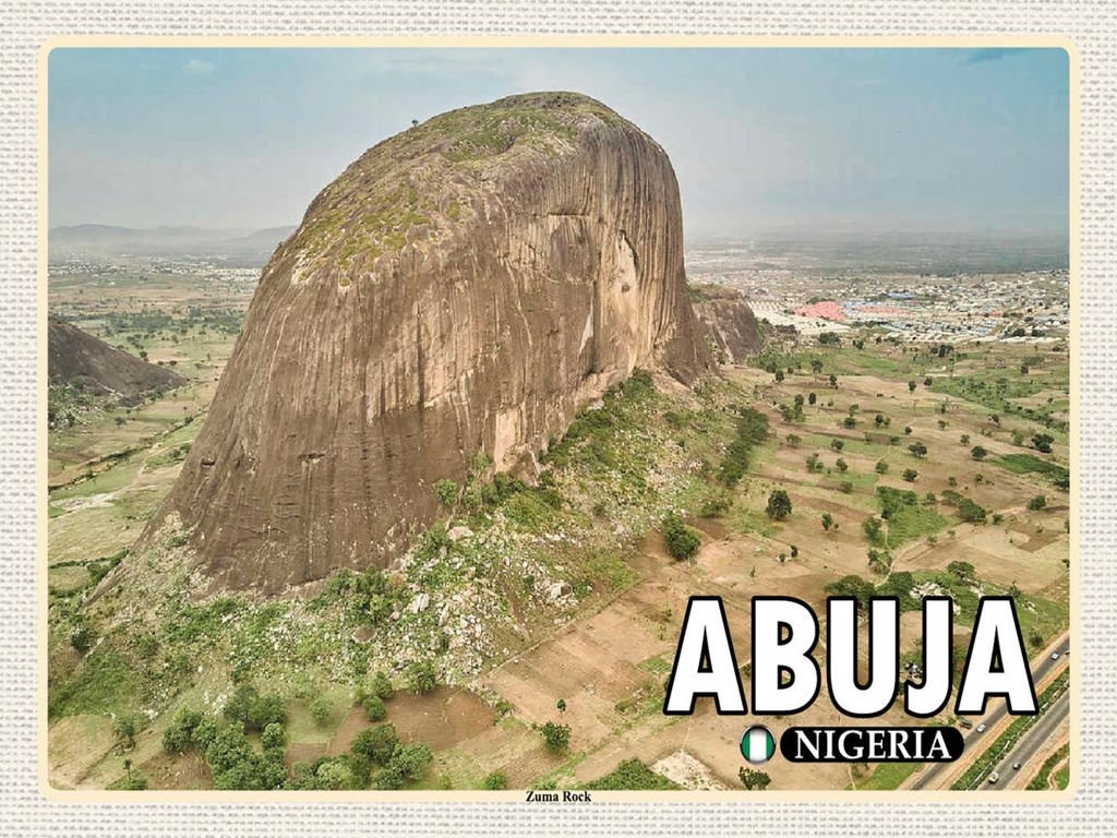 Holzschild 30x40 cm Abuja Nigeria Zuma Rock Felsformation Bildmotiv Reisemotiv Abenteuer Reisen