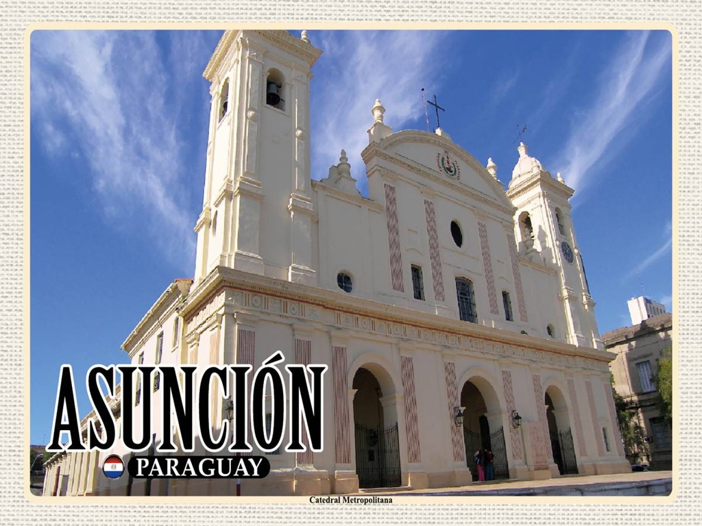 Holzschild 30x40 cm Asuncion Paraguay Catedral Metropolitana Bildmotiv Reisemotiv Abenteuer Reisen