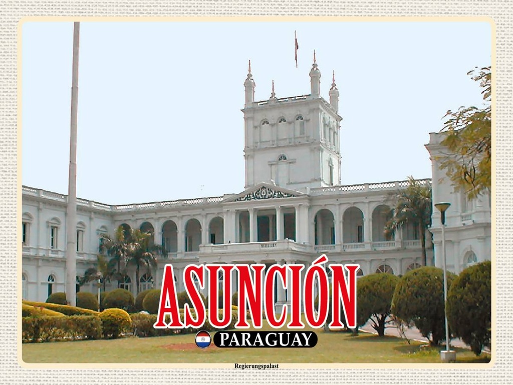Holzschild 30x40 cm Asuncion Paraguay Regierungspalast Bildmotiv Reisemotiv Abenteuer Reisen