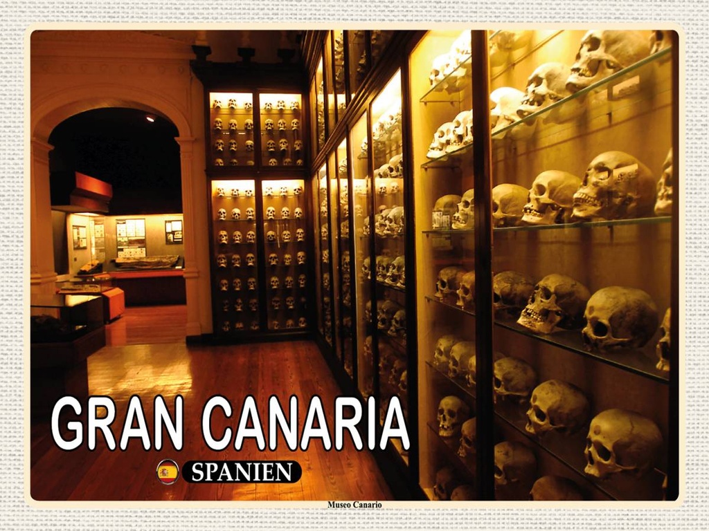 Holzschild 30x40 cm Gran Canaria Spanien Museo Canario Museum Bildmotiv Reisemotiv Abenteuer Reisen