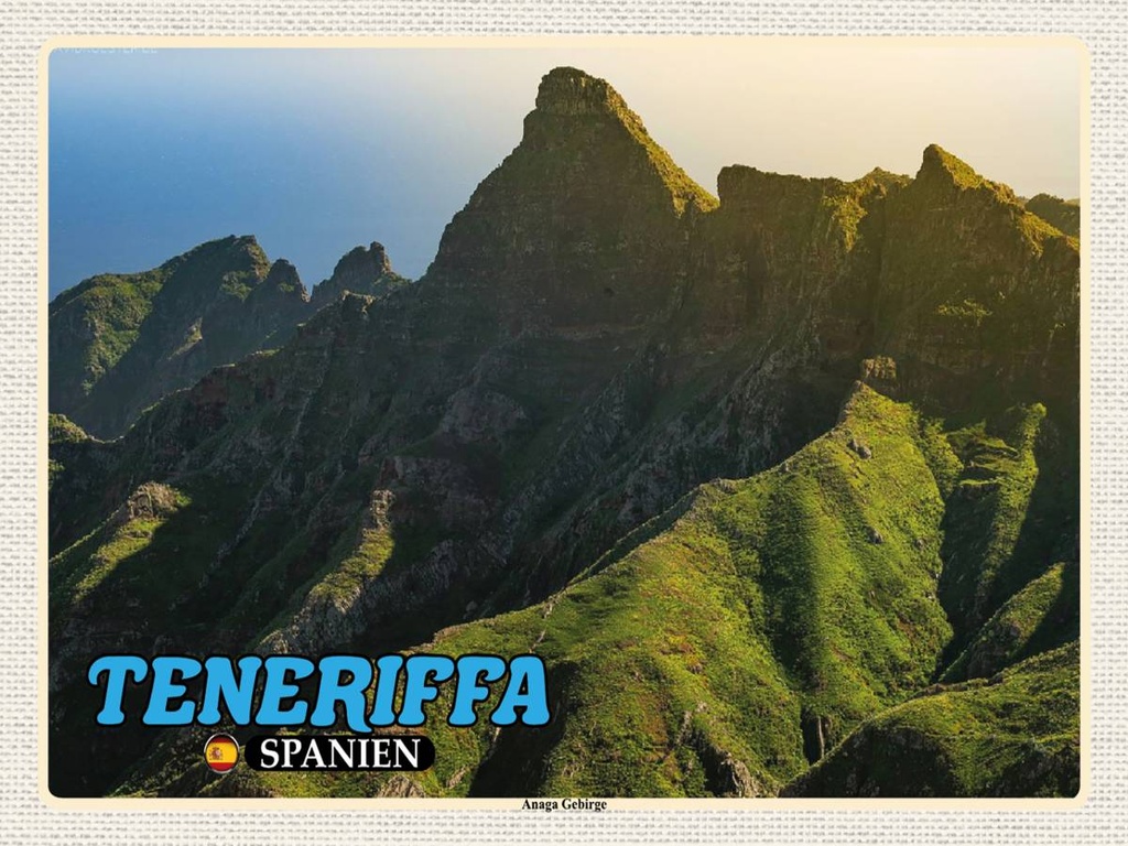 Holzschild 30x40 cm Teneriffa Spanien Anaga Gebirge Bildmotiv Reisemotiv Abenteuer Reisen