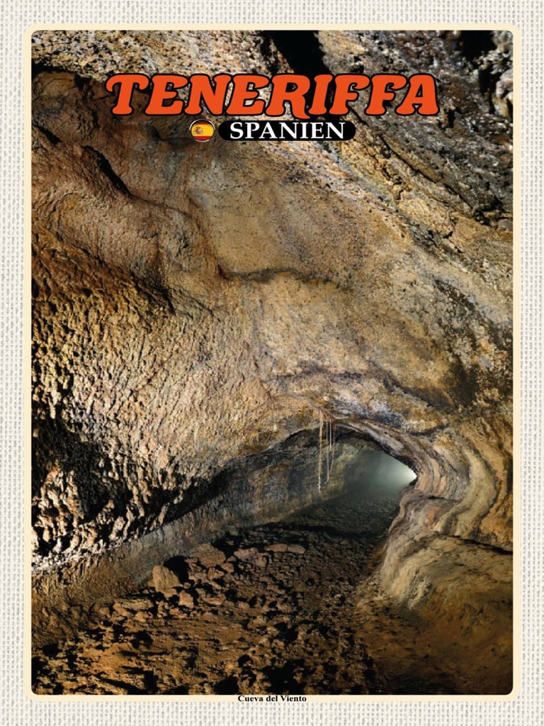 Holzschild 40x30 cm Teneriffa Spanien Cueva del Viento Höhle Bildmotiv Reisemotiv Abenteuer Reisen