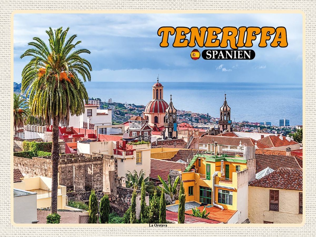 Holzschild 30x40 cm Teneriffa Spanien La Orotava Meer Urlaub Bildmotiv Reisemotiv Abenteuer Reisen