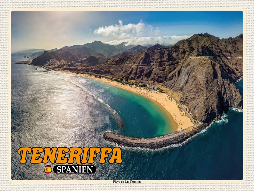 Holzschild 30x40 cm Teneriffa Spanien Playa de Las Teresitas Bildmotiv Reisemotiv Abenteuer Reisen