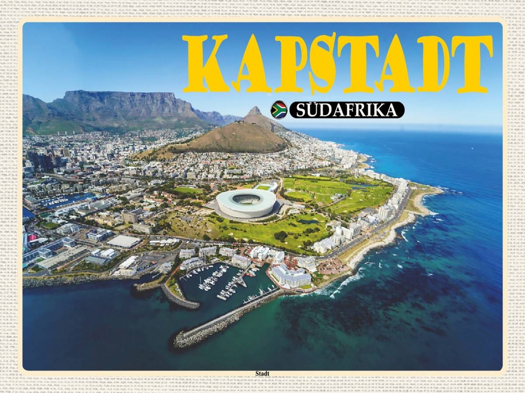 Holzschild 30x40 cm Kapstadt Südafrika Stadt Meer Berge Urlaub Bildmotiv Reisemotiv Abenteuer Reisen