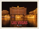 Holzschild 30x40 cm Las Vegas USA Bellagio Wasserspiele Bildmotiv Reisemotiv Abenteuer Reisen
