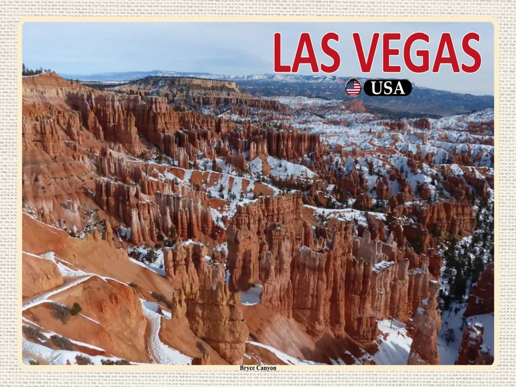 Holzschild 30x40 cm Las Vegas USA Bryce Canyon Bildmotiv Reisemotiv Abenteuer Reisen