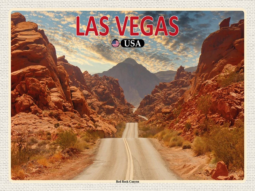 Holzschild 30x40 cm Las Vegas USA Red Rock Canyon Bildmotiv Reisemotiv Abenteuer Reisen